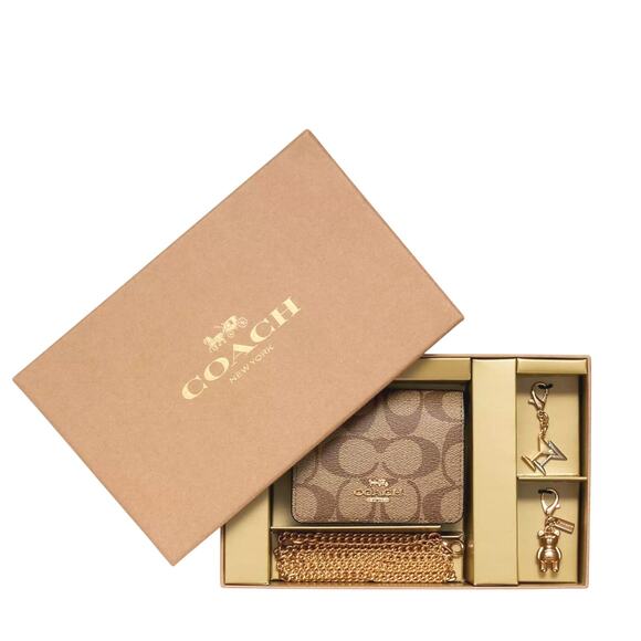COACH BOXED MINI WALLET ON A CHAIN IN SIGNATURE COATED CANVAS & SMOOTH LEATHER - Picture 3 of 7